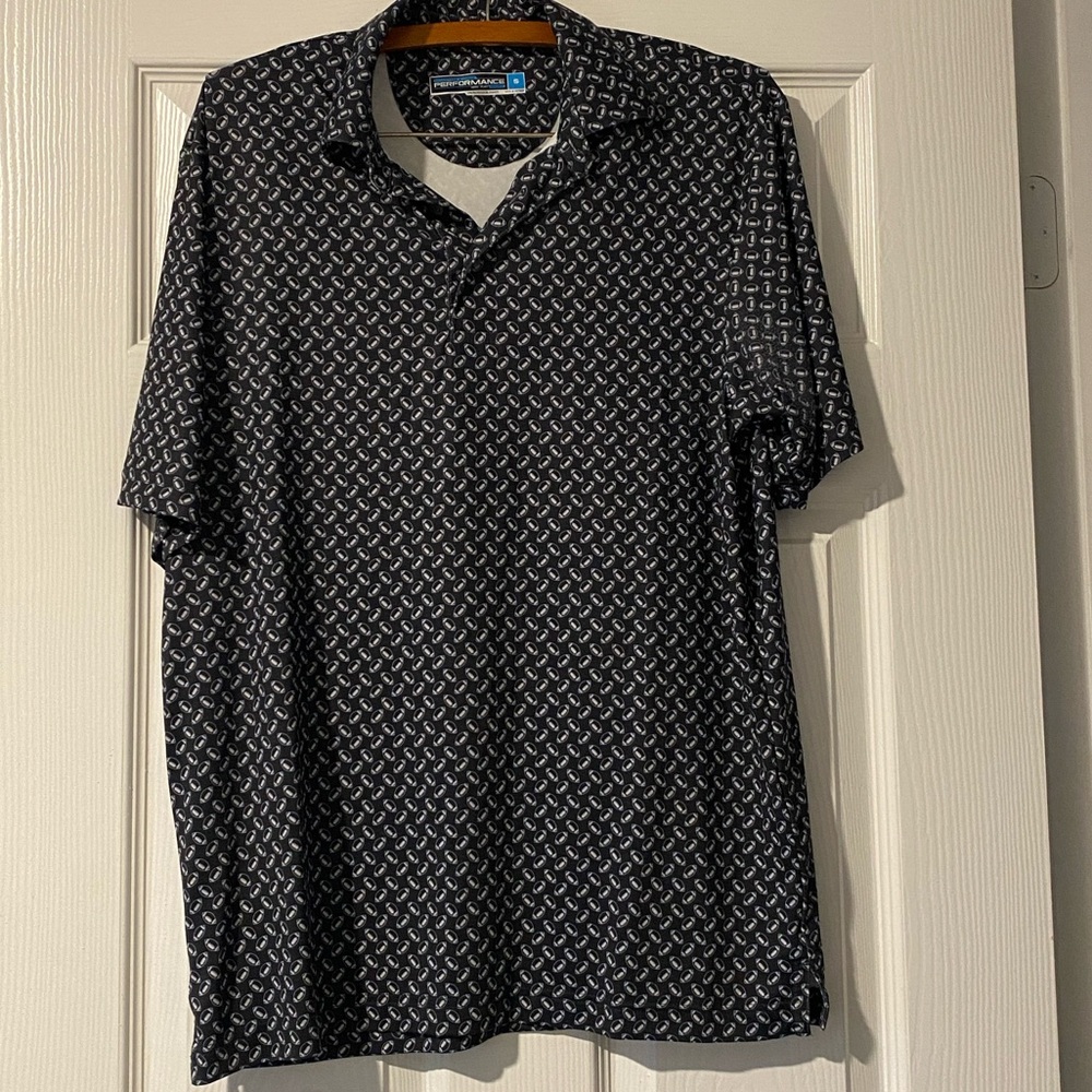 Performance Black Patterned Polo - image 1